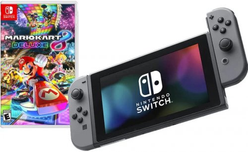Nintendo Switch and Mario Kart 8 Deluxe Bundle Gray Joy-Cons