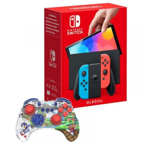 Nintendo Switch OLED Azul Neón/Rojo Neón + Turtle Beach Realmz Wireless Sonic Green Hill Zone