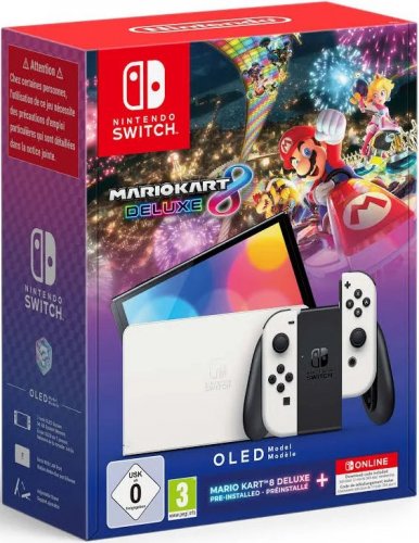 Nintendo Switch Oled Blanco Con Mario Kart 8 Deluxe Preinstalado