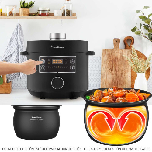 Olla a presión programable Moulinex CE754 TURBO Cuisine Negro