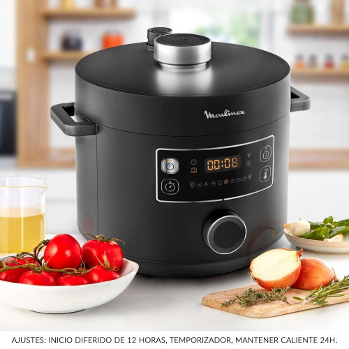 Olla a presión programable Moulinex CE754 TURBO Cuisine Negro