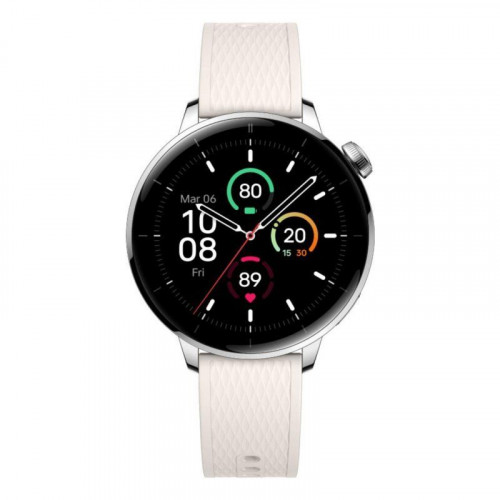 OnePlus Watch 3 GPS NFC 43mm AMOLED Plata Correa Blanca M Resistencia Agua 5ATM+IP68