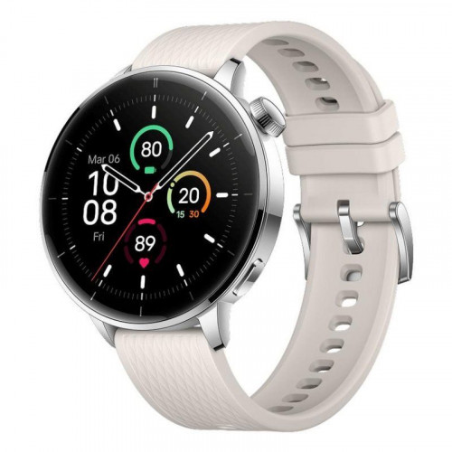 OnePlus Watch 3 GPS NFC 43mm AMOLED Plata Correa Blanca M Resistencia Agua 5ATM+IP68