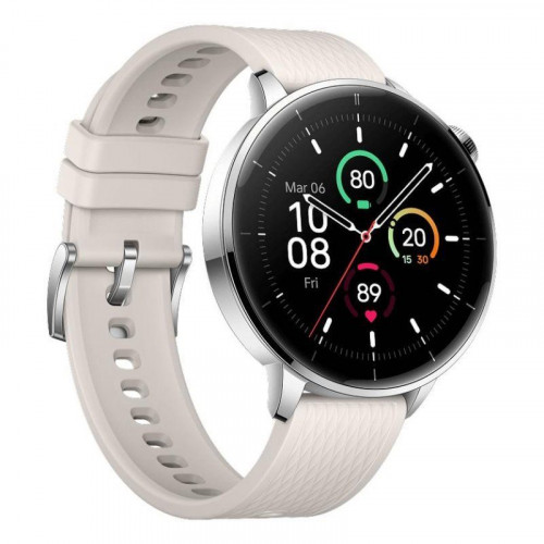 OnePlus Watch 3 GPS NFC 43mm AMOLED Plata Correa Blanca M Resistencia Agua 5ATM+IP68