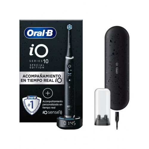 Oral-B iO 10 Special Edition, Cepillo De Dientes Eléctrico Negro, 1 Cabezal, 1 Estuche Cargador De Viaje, Diseñado Por Braun, Diseñado Por Braun Negro