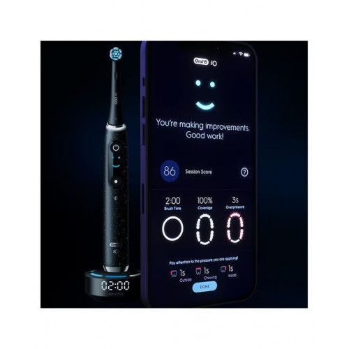 Oral-B iO 10 Special Edition, Cepillo De Dientes Eléctrico Negro, 1 Cabezal, 1 Estuche Cargador De Viaje, Diseñado Por Braun, Diseñado Por Braun Negro