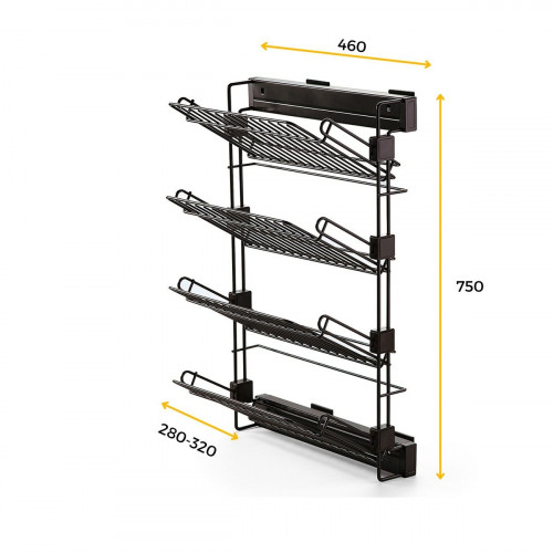 Organizador de ranuras para zapatos extraíble Emuca Quartz marrón para 8 pares 28-32x88x46 cm