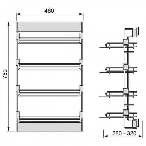 Organizador de ranuras para zapatos extraíble Emuca Quartz marrón para 8 pares 28-32x88x46 cm