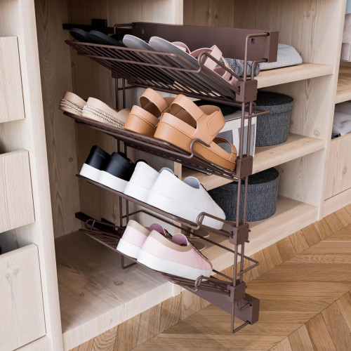 Organizador de ranuras para zapatos extraíble Emuca Quartz marrón para 8 pares 28-32x88x46 cm