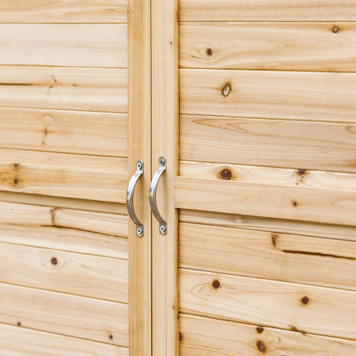 Outsunny Armario De Jardín De Madera Con 2 Puertas Estante 83x40x92 Cm Natural