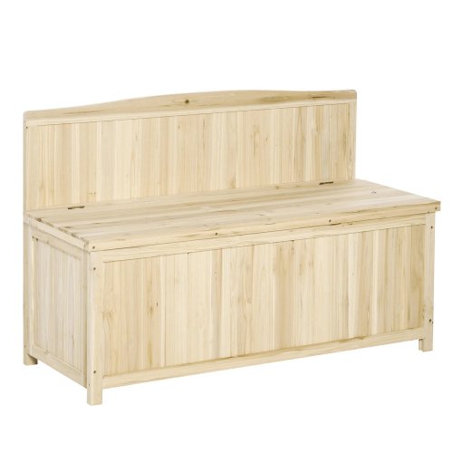 Outsunny Banco De Jardín De Madera Con Caja De Almacenaje 115x45x75 Cm Natural