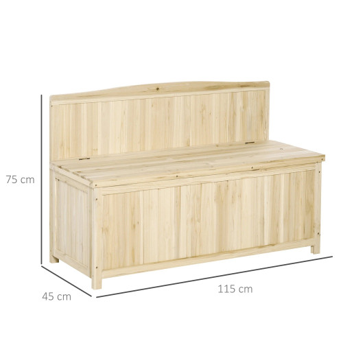 Outsunny Banco De Jardín De Madera Con Caja De Almacenaje 115x45x75 Cm Natural