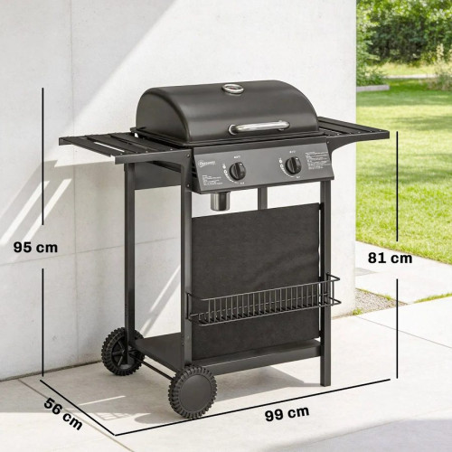 Outsunny Barbacoa de Gas Bbq Gas Con 2 Quemadores 5 Kw