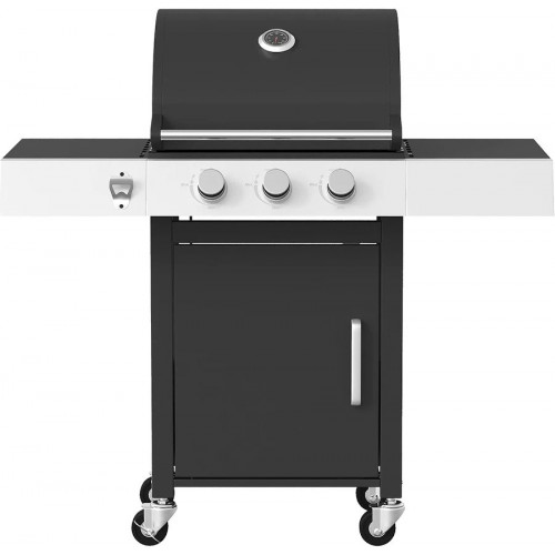 Outsunny Barbacoa de Gas con 3 Quemadores 8,1 Kw Termómetro Mesas Laterales
