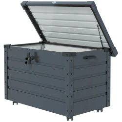 Outsunny Baúl De Almacenaje Exterior 295l Con 4 Ruedas 2 Asas 100x62x65 Cm Gris