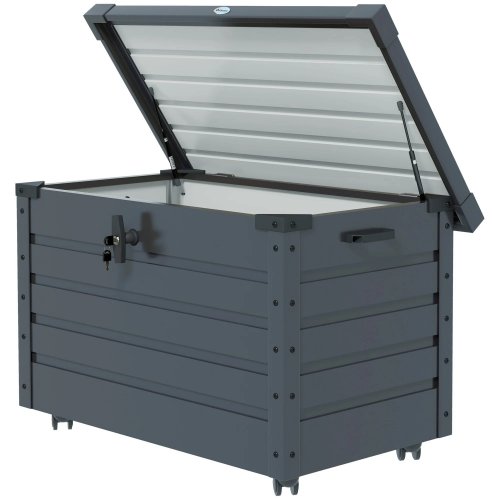 Outsunny Baúl De Almacenaje Exterior 295l Con 4 Ruedas 2 Asas 100x62x65 Cm Gris