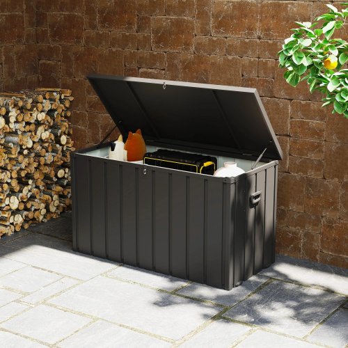 Outsunny Baúl De Almacenaje Exterior 450l Con 4 Ruedas 2 Asas 125,5x61,5x70 Cm