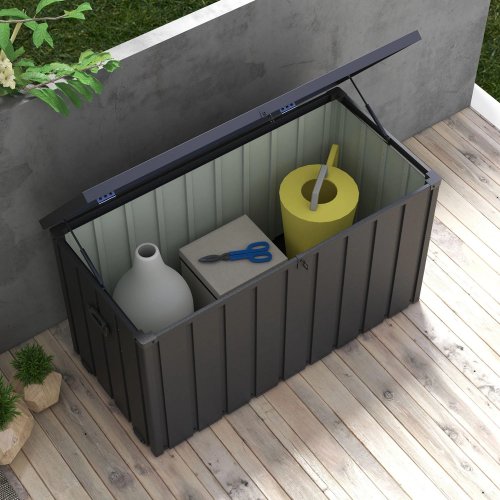 Outsunny Baúl De Almacenaje Exterior 450l Con 4 Ruedas 2 Asas 125,5x61,5x70 Cm