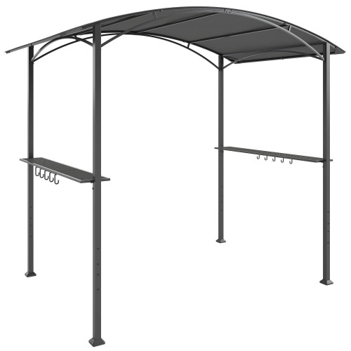 Outsunny Carpa Barbacoa 2,4 X 1,5 M Con 2 Estantes Ganchos Y Estructura De Acero