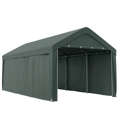 Outsunny Carpa Garaje 3x6 M Impermeable Con Paredes Laterales Desmontables Gris
