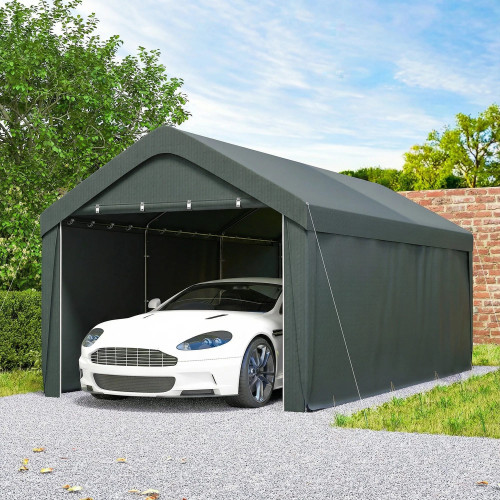 Outsunny Carpa Garaje 3x6 M Impermeable Con Paredes Laterales Desmontables Gris