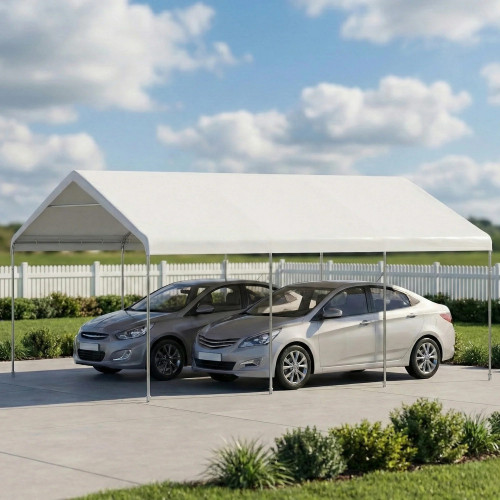 Outsunny Carpa Garaje 5x6 M Impermeable Estructura De Acero Galvanizado Crema