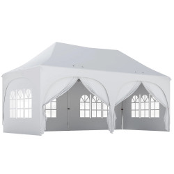Outsunny Carpa Plegable 6x3 M Con Altura Ajustable 6 Laterales Extraíbles Gris