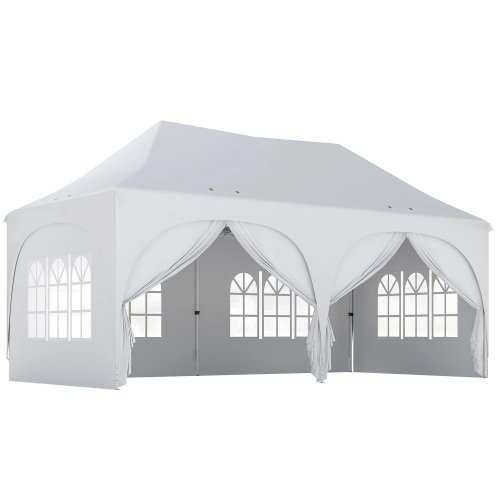 Outsunny Carpa Plegable 6x3 M Con Altura Ajustable 6 Laterales Extraíbles Gris