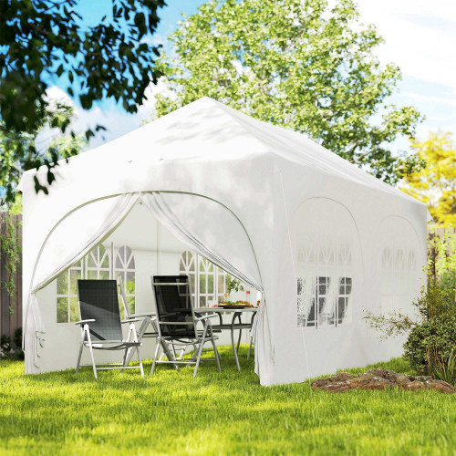 Outsunny Carpa Plegable 6x3 M Con Altura Ajustable 6 Laterales Extraíbles Gris