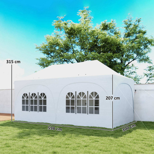 Outsunny Carpa Plegable 6x3 M Con Altura Ajustable 6 Laterales Extraíbles Gris
