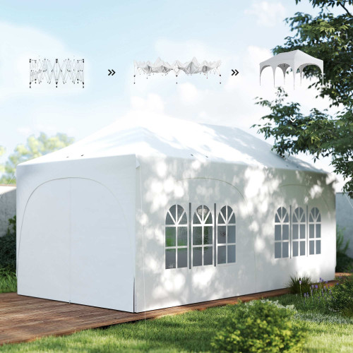 Outsunny Carpa Plegable 6x3 M Con Altura Ajustable 6 Laterales Extraíbles Gris