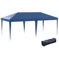 Outsunny Carpa Plegable 6x3 M Con Altura Ajustable Anti-uv Azul