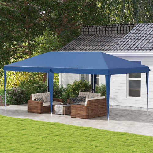 Outsunny Carpa Plegable 6x3 M Con Altura Ajustable Anti-uv Azul