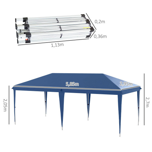 Outsunny Carpa Plegable 6x3 M Con Altura Ajustable Anti-uv Azul