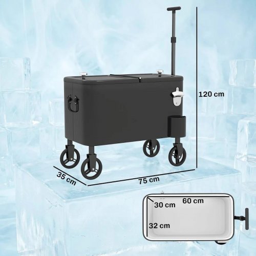 Outsunny Carrito Nevera de 56l con Ruedas