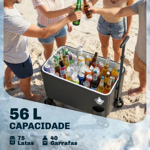 Outsunny Carrito Nevera de 56l con Ruedas