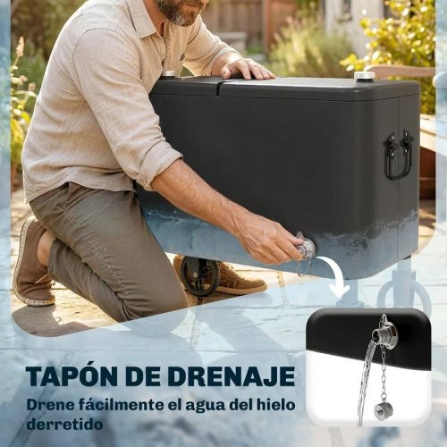 Outsunny Carrito Nevera de 56l con Ruedas