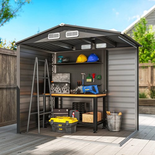 Outsunny Caseta De Jardín 190x131x188 Cm Con 2 Ventilaciones Y Puerta Gris