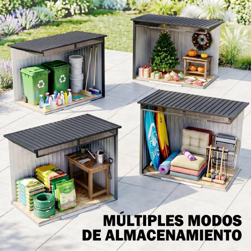 Outsunny Caseta De Jardín 2 M² 195x122x181,5 Cm Con Puerta Corredera Gris