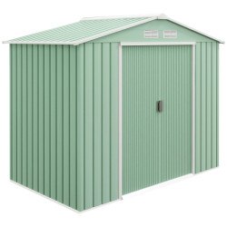 Outsunny Caseta De Jardín 213x130x185 Cm Con 2 Puertas Correderas Y 4 Ventanas