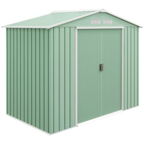 Outsunny Caseta De Jardín 213x130x185 Cm Con 2 Puertas Correderas Y 4 Ventanas