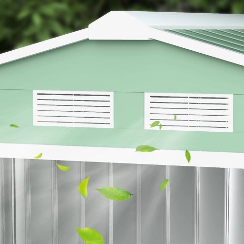 Outsunny Caseta De Jardín 213x130x185 Cm Con 2 Puertas Correderas Y 4 Ventanas