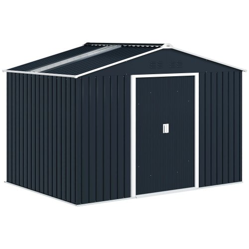 Outsunny Caseta De Jardín De Exterior 4,9 M² 277x195x192 Cm Gris Oscuro