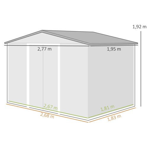 Outsunny Caseta De Jardín De Exterior 4,9 M² 277x195x192 Cm Gris Oscuro