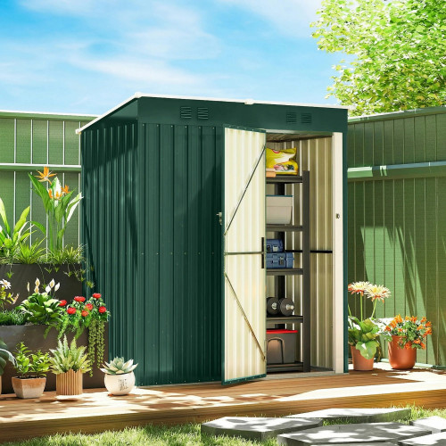 Outsunny Caseta De Jardín Exterior 1,37 M² Con Puerta Con Pestillo Y Ventilación