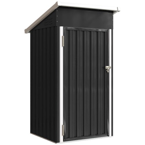 Outsunny Caseta De Jardín Exterior 107,5x91x185 Cm Puerta Con Cerradura Gris
