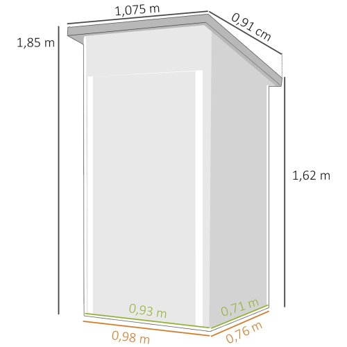 Outsunny Caseta De Jardín Exterior 107,5x91x185 Cm Puerta Con Cerradura Gris