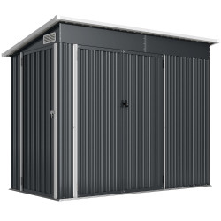 Outsunny Caseta De Jardín Exterior 2,7 M² 234x132x185 Cm Triple Puerta Gris