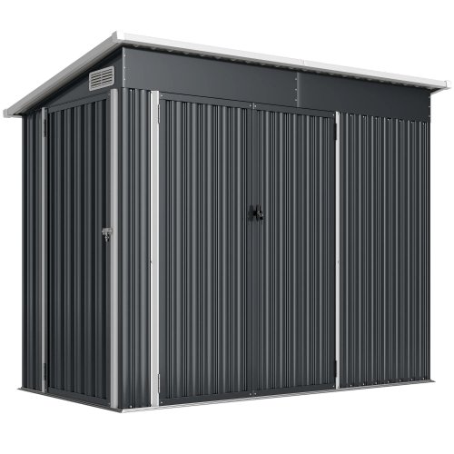 Outsunny Caseta De Jardín Exterior 2,7 M² 234x132x185 Cm Triple Puerta Gris