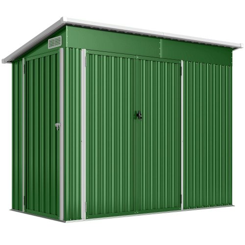 Outsunny Caseta De Jardín Exterior 2,7 M² 234x132x185 Cm Triple Puerta Verde